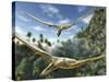 Pterosaurs Flying, Computer Artwork-Roger Harris-Stretched Canvas