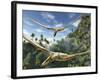 Pterosaurs Flying, Computer Artwork-Roger Harris-Framed Photographic Print