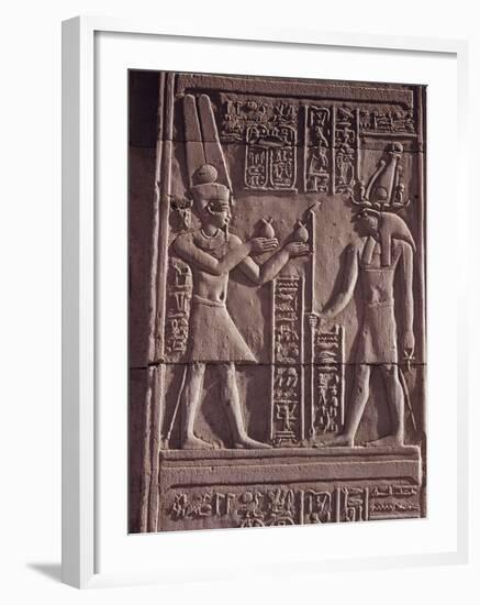 Ptolemaic Low Relief of the Hawk-Headed God Horus Presented with Offerings, Kom Ombo, North Africa-Walter Rawlings-Framed Photographic Print