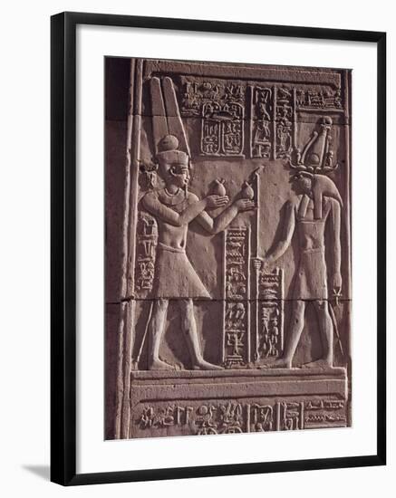 Ptolemaic Low Relief of the Hawk-Headed God Horus Presented with Offerings, Kom Ombo, North Africa-Walter Rawlings-Framed Photographic Print