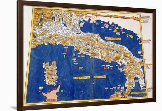 Ptolemaic Map of Italy, 1482-Nicolaus Germanus-Framed Giclee Print