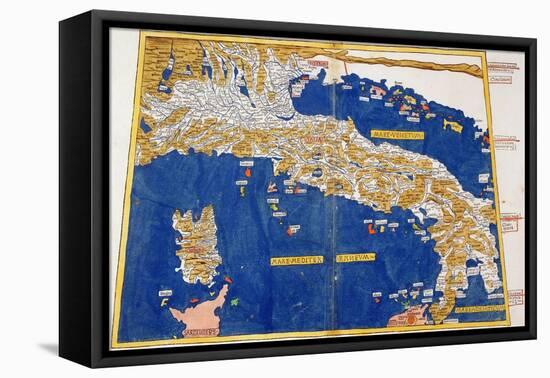 Ptolemaic Map of Italy, 1482-Nicolaus Germanus-Framed Stretched Canvas