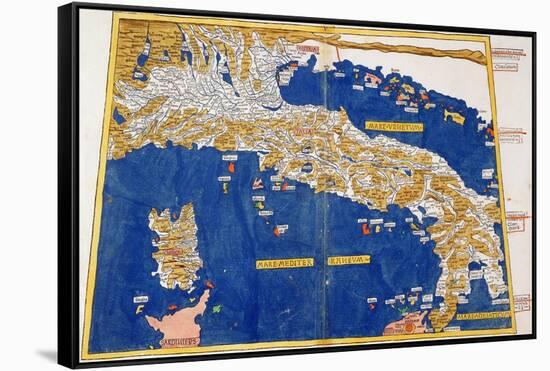 Ptolemaic Map of Italy, 1482-Nicolaus Germanus-Framed Stretched Canvas