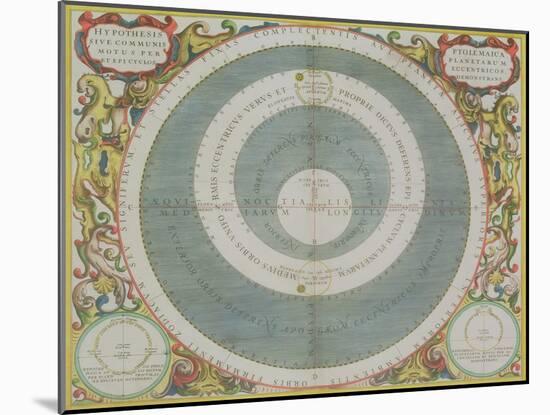 Ptolemaic System, from "The Celestial Atlas, or the Harmony of the Universe"-Andreas Cellarius-Mounted Giclee Print