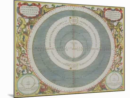 Ptolemaic System, from "The Celestial Atlas, or the Harmony of the Universe"-Andreas Cellarius-Mounted Giclee Print