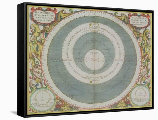 Ptolemaic System, from "The Celestial Atlas, or the Harmony of the Universe"-Andreas Cellarius-Framed Stretched Canvas