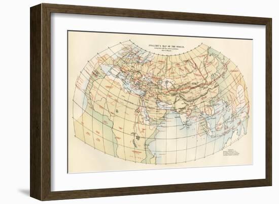 Ptolemy's Map of the World Shown in Red, True Locations in Black-null-Framed Giclee Print