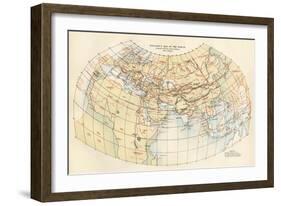 Ptolemy's Map of the World Shown in Red, True Locations in Black-null-Framed Giclee Print