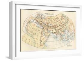 Ptolemy's Map of the World Shown in Red, True Locations in Black-null-Framed Giclee Print