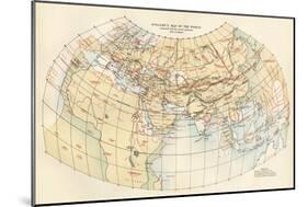 Ptolemy's Map of the World Shown in Red, True Locations in Black-null-Mounted Giclee Print