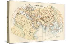 Ptolemy's Map of the World Shown in Red, True Locations in Black-null-Stretched Canvas