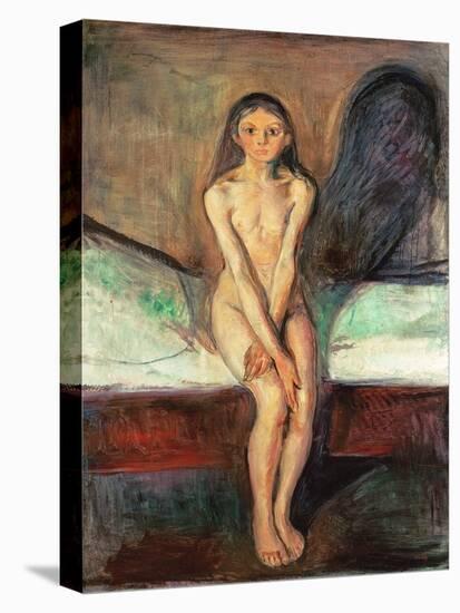 Puberty, 1894 (Oil on Canvas)-Edvard Munch-Stretched Canvas