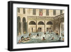 Public Bathing at Bath, or Stewing Alive, Print Published by Sherwood & Co, 1825-Isaac Robert Cruikshank-Framed Giclee Print