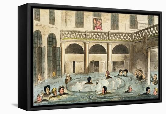 Public Bathing at Bath, or Stewing Alive, Print Published by Sherwood & Co, 1825-Isaac Robert Cruikshank-Framed Stretched Canvas