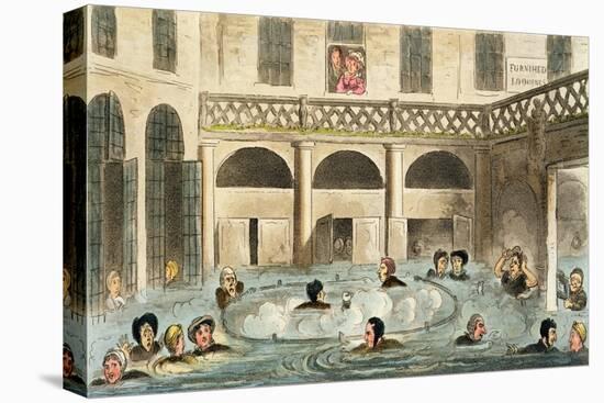 Public Bathing at Bath, or Stewing Alive, Print Published by Sherwood & Co, 1825-Isaac Robert Cruikshank-Stretched Canvas