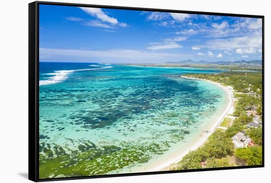 Public Beach by the turquoise Indian Ocean, Poste Lafayette, East coast, Mauritius-Roberto Moiola-Framed Stretched Canvas