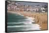 Public Beach in the Resort Town of Nazare on the Portuguese Coast-Mallorie Ostrowitz-Framed Stretched Canvas