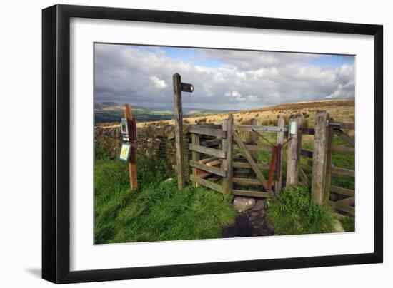 Public Footpath Sign and Kissing Gate, Longridge Fell, Lancashire-Peter Thompson-Framed Photographic Print