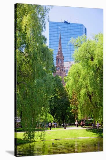 Public Garden founded 1837 and Boston Common in Summer, Boston, Ma., New England, USA-null-Stretched Canvas