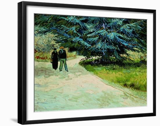 Public Garden With Couple And Blue Fir Tree: the Poet's Garden Iii, 1888-Vincent van Gogh-Framed Giclee Print