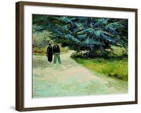 Public Garden With Couple And Blue Fir Tree: the Poet's Garden Iii, 1888-Vincent van Gogh-Framed Giclee Print