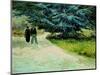 Public Garden With Couple And Blue Fir Tree: the Poet's Garden Iii, 1888-Vincent van Gogh-Mounted Premium Giclee Print