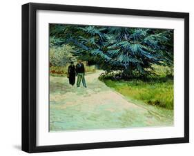 Public Garden With Couple And Blue Fir Tree: the Poet's Garden Iii, 1888-Vincent van Gogh-Framed Giclee Print