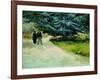 Public Garden With Couple And Blue Fir Tree: the Poet's Garden Iii, 1888-Vincent van Gogh-Framed Giclee Print