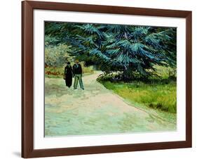 Public Garden With Couple And Blue Fir Tree: the Poet's Garden Iii, 1888-Vincent van Gogh-Framed Giclee Print