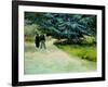 Public Garden With Couple And Blue Fir Tree: the Poet's Garden Iii, 1888-Vincent van Gogh-Framed Giclee Print