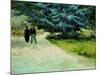 Public Garden With Couple And Blue Fir Tree: the Poet's Garden Iii, 1888-Vincent van Gogh-Mounted Giclee Print