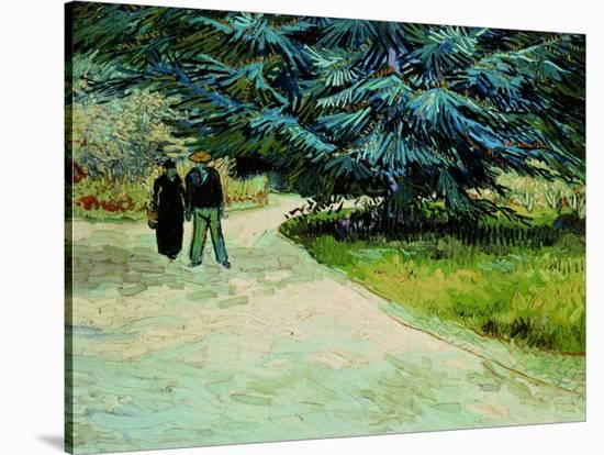 Public Garden With Couple And Blue Fir Tree: the Poet's Garden Iii, 1888-Vincent van Gogh-Stretched Canvas