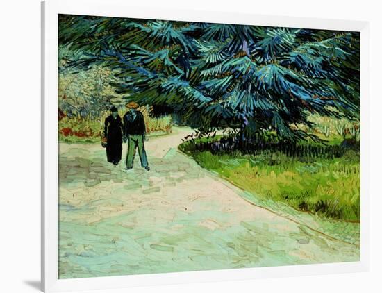 Public Garden With Couple And Blue Fir Tree: the Poet's Garden Iii, 1888-Vincent van Gogh-Framed Giclee Print