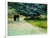 Public Garden With Couple And Blue Fir Tree: the Poet's Garden Iii, 1888-Vincent van Gogh-Framed Giclee Print