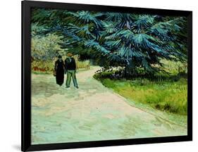 Public Garden With Couple And Blue Fir Tree: the Poet's Garden Iii, 1888-Vincent van Gogh-Framed Giclee Print