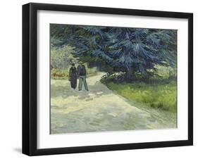 Public Garden with Couple and Blue Fir Tree-Vincent van Gogh-Framed Giclee Print
