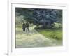 Public Garden with Couple and Blue Fir Tree-Vincent van Gogh-Framed Giclee Print