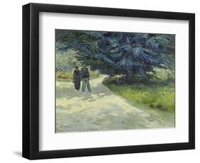 Public Garden with Couple and Blue Fir Tree-Vincent van Gogh-Framed Giclee Print