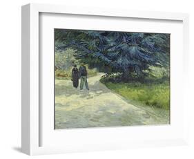 Public Garden with Couple and Blue Fir Tree-Vincent van Gogh-Framed Giclee Print