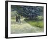 Public Garden with Couple and Blue Fir Tree-Vincent van Gogh-Framed Giclee Print