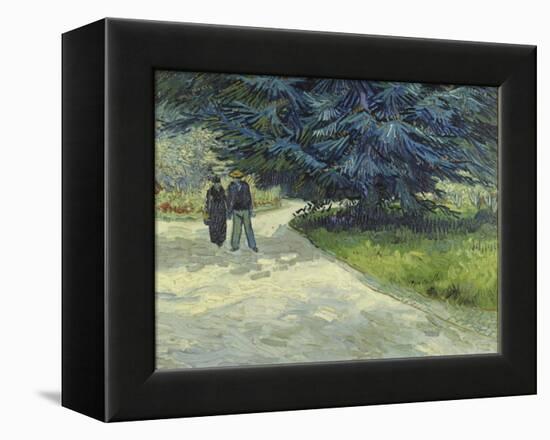 Public Garden with Couple and Blue Fir Tree-Vincent van Gogh-Framed Stretched Canvas
