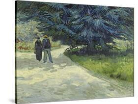 Public Garden with Couple and Blue Fir Tree-Vincent van Gogh-Stretched Canvas