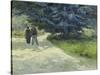 Public Garden with Couple and Blue Fir Tree-Vincent van Gogh-Stretched Canvas