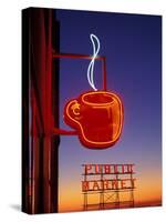 Public Market Sign at Sunset, Seattle, Washington, USA-Paul Souders-Stretched Canvas