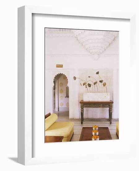 Public Seating Area in the Grand Durbar Hall, Devi Garh Fort Palace Hotel, Near Udaipur, India-John Henry Claude Wilson-Framed Photographic Print