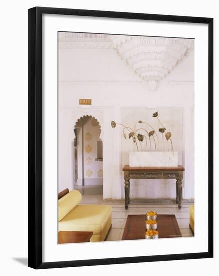 Public Seating Area in the Grand Durbar Hall, Devi Garh Fort Palace Hotel, Near Udaipur, India-John Henry Claude Wilson-Framed Photographic Print