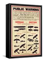 "Public Warning", Poster to Familiarise the Public with Enemy Aircraft, 1915-null-Framed Stretched Canvas
