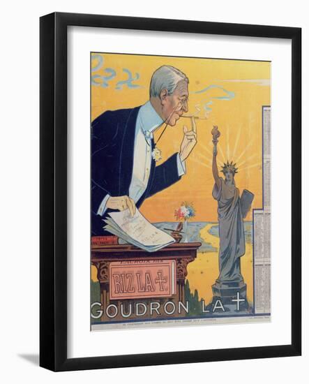 Publicity Calendar for the Cigarette Paper Manufacturer 'Rizla', Depicting President Woodrow Wilson-French School-Framed Giclee Print