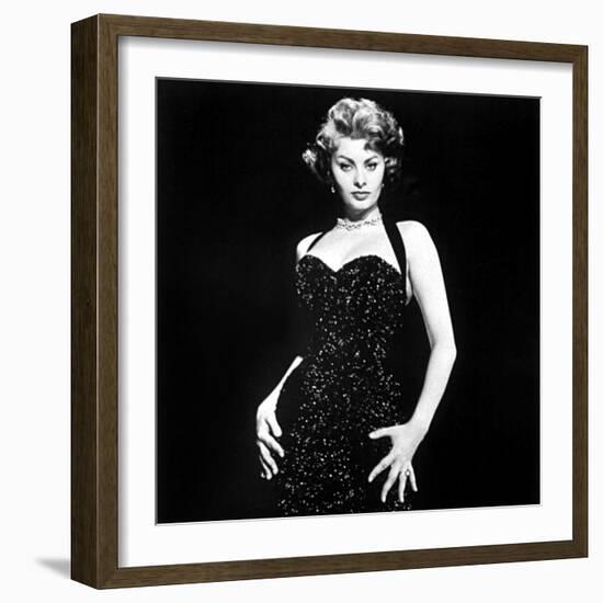 Publicity Shot of Sophia Loren Used to Promote Pride and the Passion, 1957-null-Framed Photo