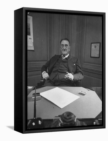 Publisher of Post-Dispatch Newspaper Joseph Pulitzer Jr., Sitting in His Office-Ed Clark-Framed Stretched Canvas